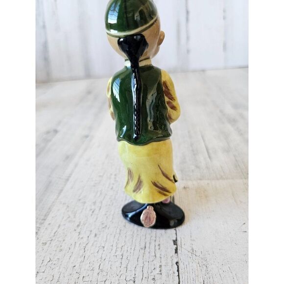 Gort wong li boy monk Buddha Chinese figurine statue vintage yellow bone china - Picture 5 of 9